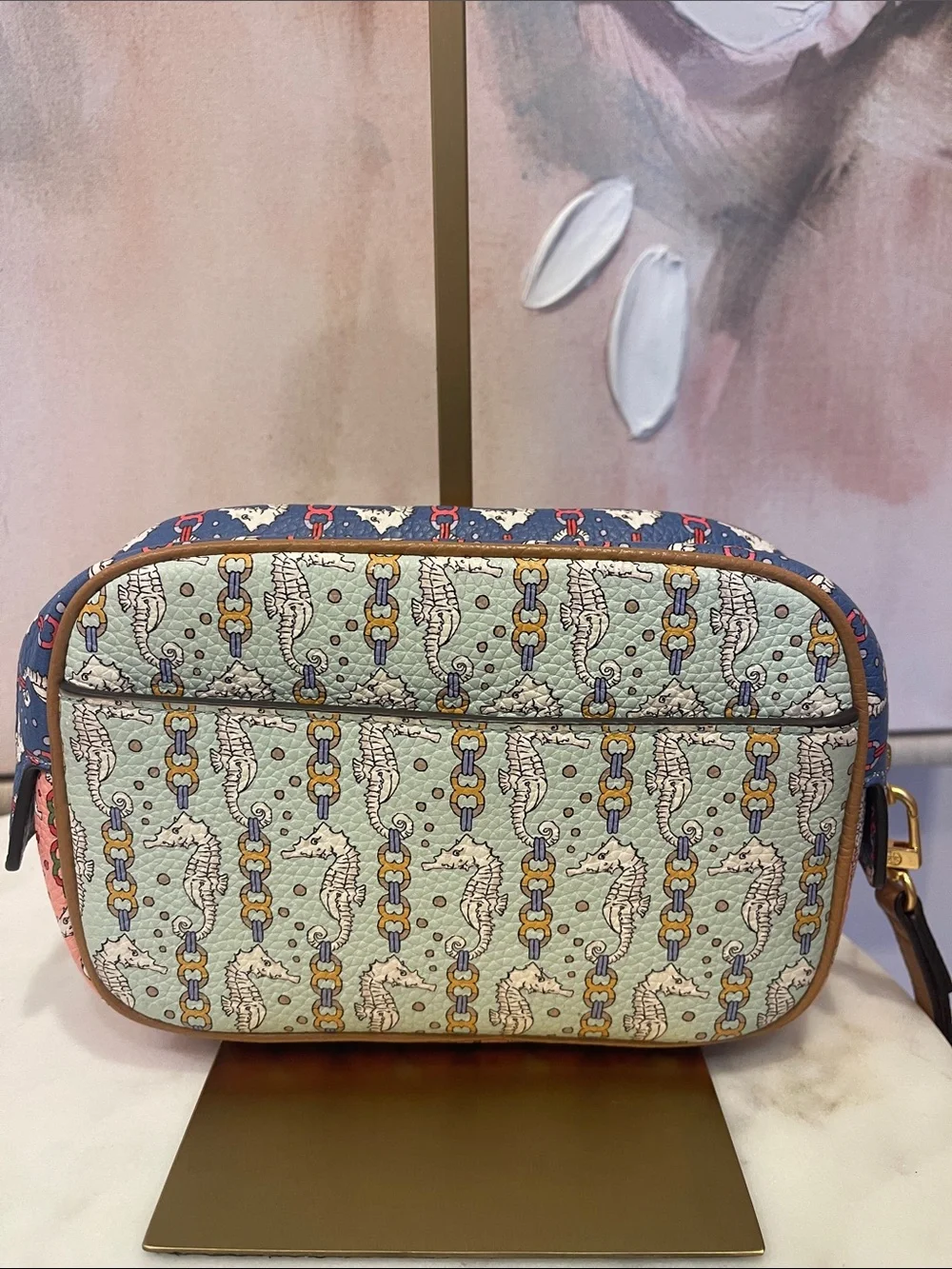 Tory Burch Yellow Seahorse Print Clutch with Wristlet